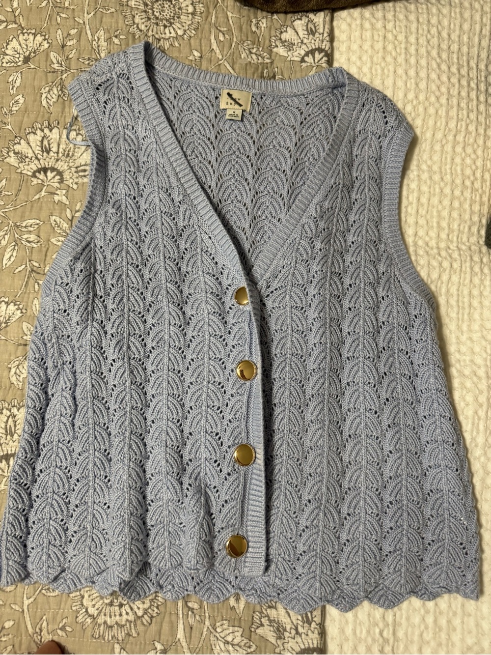 a new day Light Blue Knit Button-Front Tank Vest